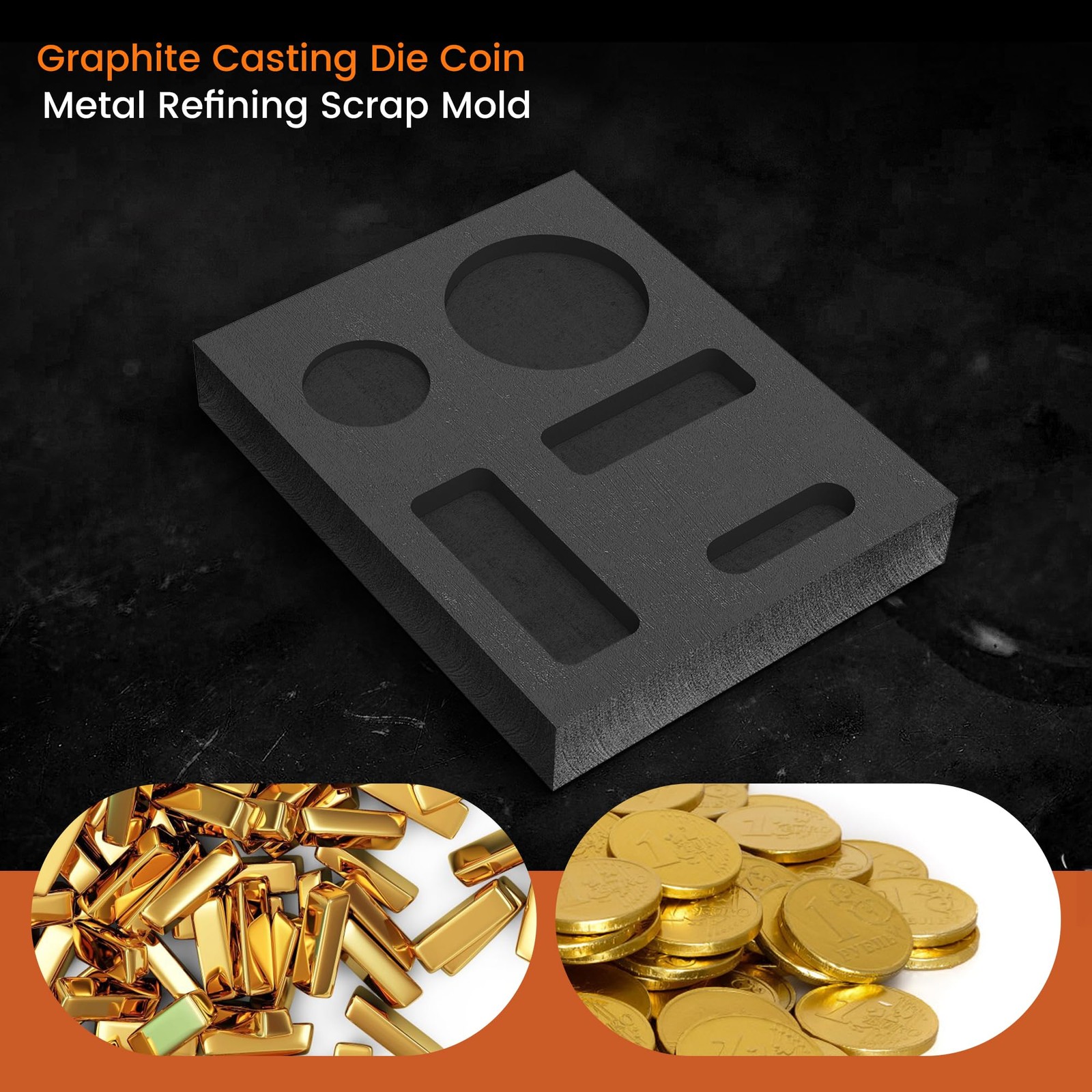 5-in-1 Graphite Casting Ingot Mold for Melting and Refining Silver, Brass, Zi