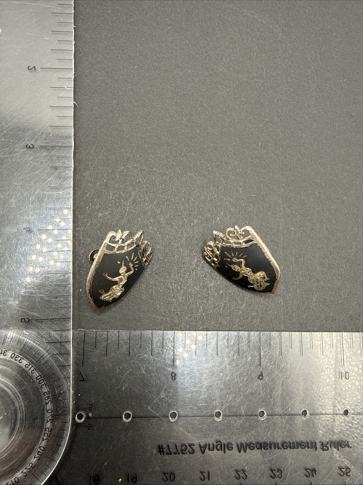 Sterling Silver Siam Dancing Woman Shield Earrings B50