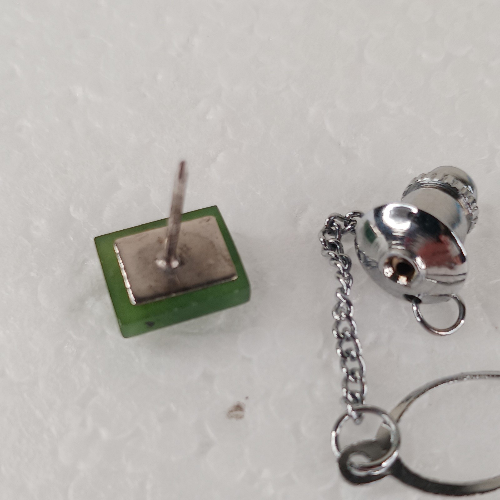 Tie Tack Pin Vintage Natural Polished Jade Classic Elegance Men’s Accessory