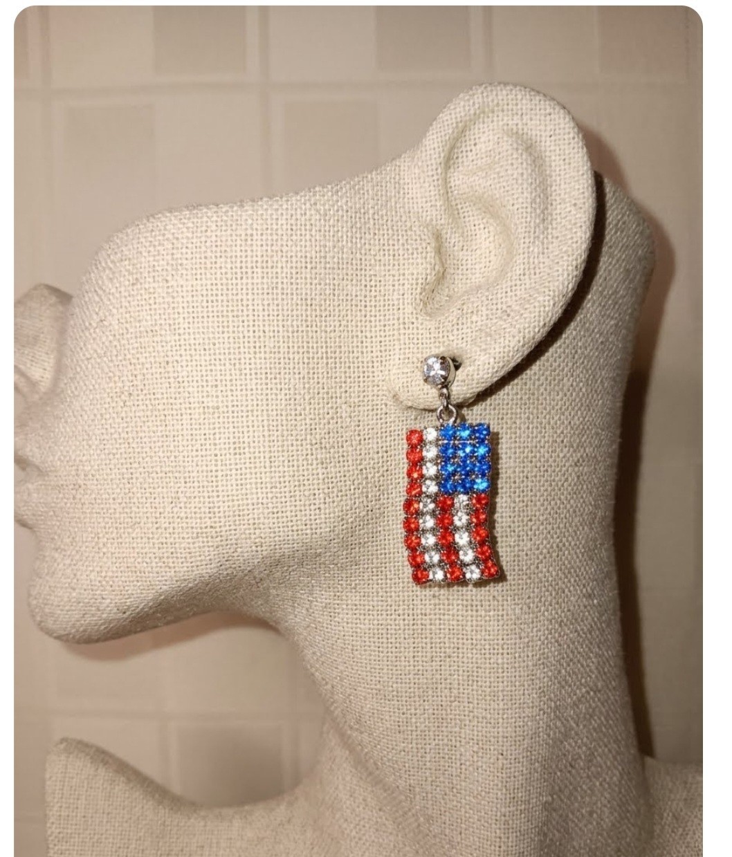 USA Flag rhinestone pierced post earrings