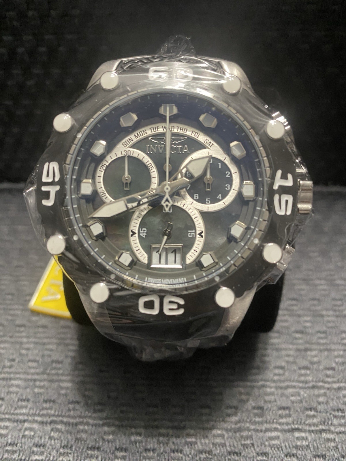 Invicta 48.5mm Subaqua Noma Vlll Swiss Quartz, Black Mop Dial Watch, Model#47291