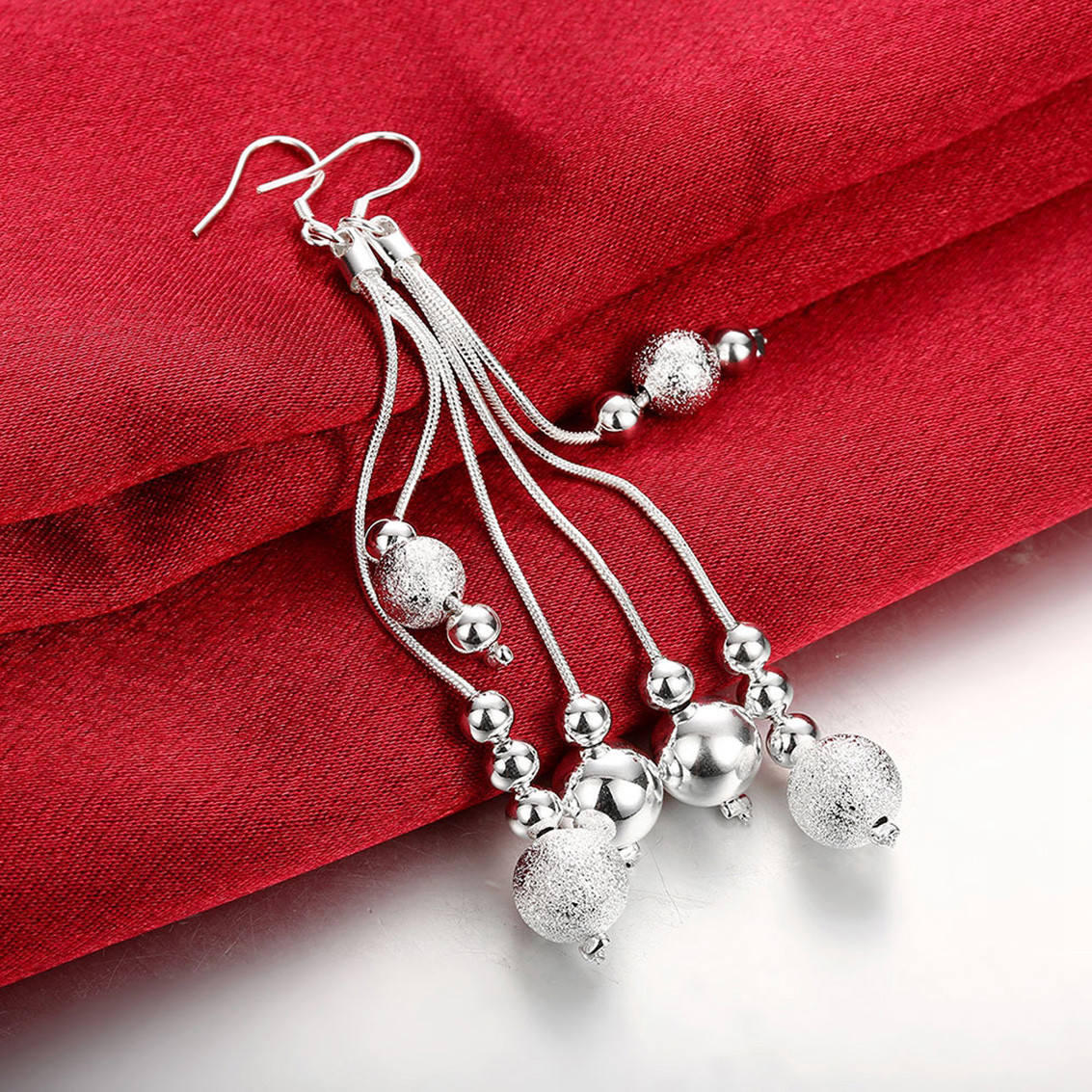 Ladies Alloy Silver Plated Dangle Hoop Earring Ear Studs Fashion Piecing Jewelry