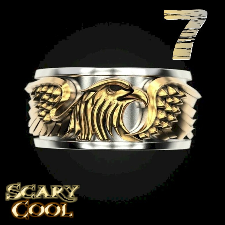 New Eagle 3D America Bird Silver Gold Mens Gothic Biker Ring
