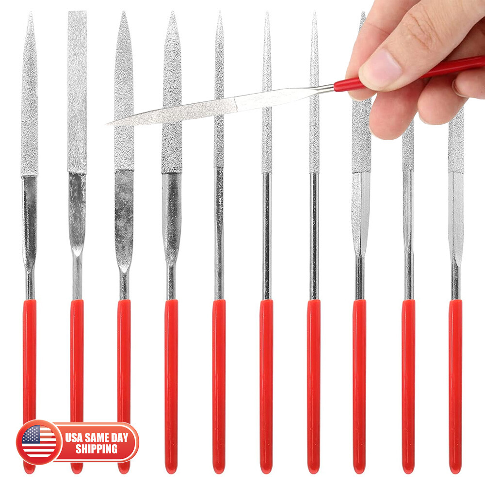 10pc Mini Diamond Needle File Set 5.5″ 3 x 140mm Metal Jewelry Plastic Wood Tool