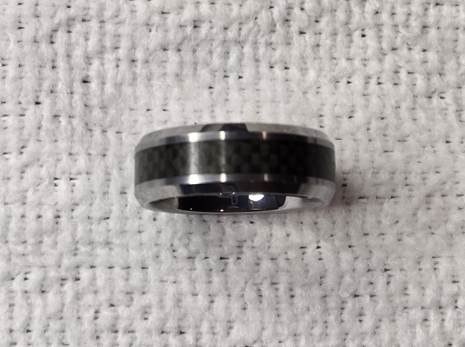 TRITON Tungsten With Carbide Inlay Men’s Ring Size 10 With Single Diamond