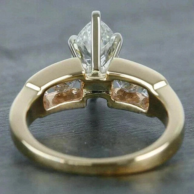 2Ct Marquise Cut Lab Created Diamond Engagement Ring 14k Yellow Gold Plated
