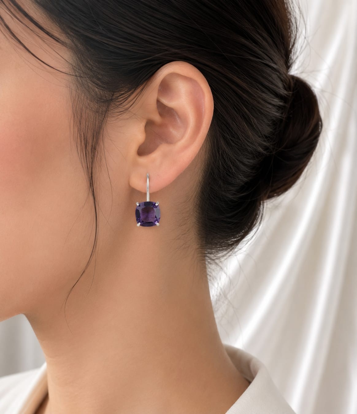Iolite Gemstone 925 Sterling Silver Handmade Earring Birthday Gift For Her .