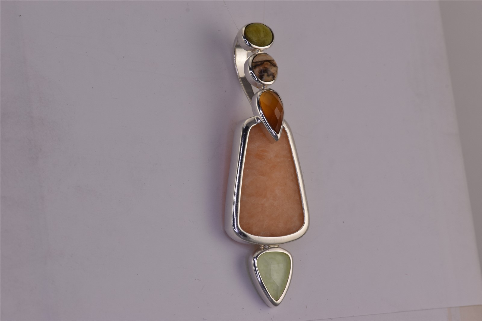 Whitney Kelley Sterling Silver 61mm x 20mm Jasper Agate Aventurine 925 Pendant