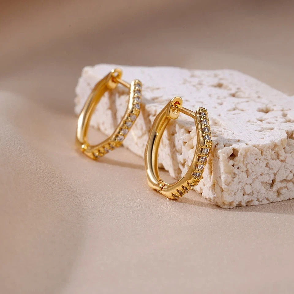 2Ct Round Simulated Diamond Huggie/Hoop Stunning Earring 14k Yellow Gold Plated