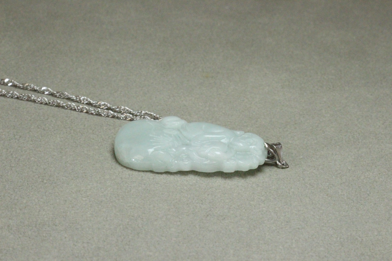 Natural White green A Jadeite jade Hand-Carved Monkey (Chinese Zodiac) Pendant