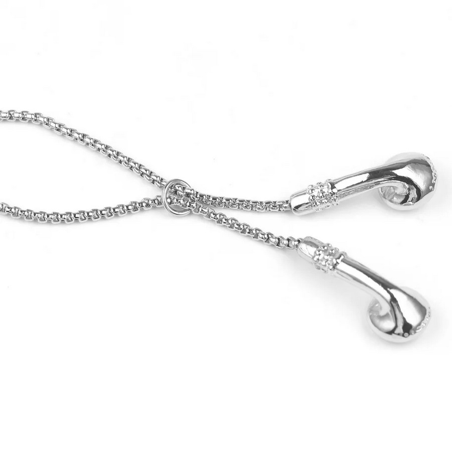 Earbuds Necklace Jewelry 3D Headphones Music Punk Pendant