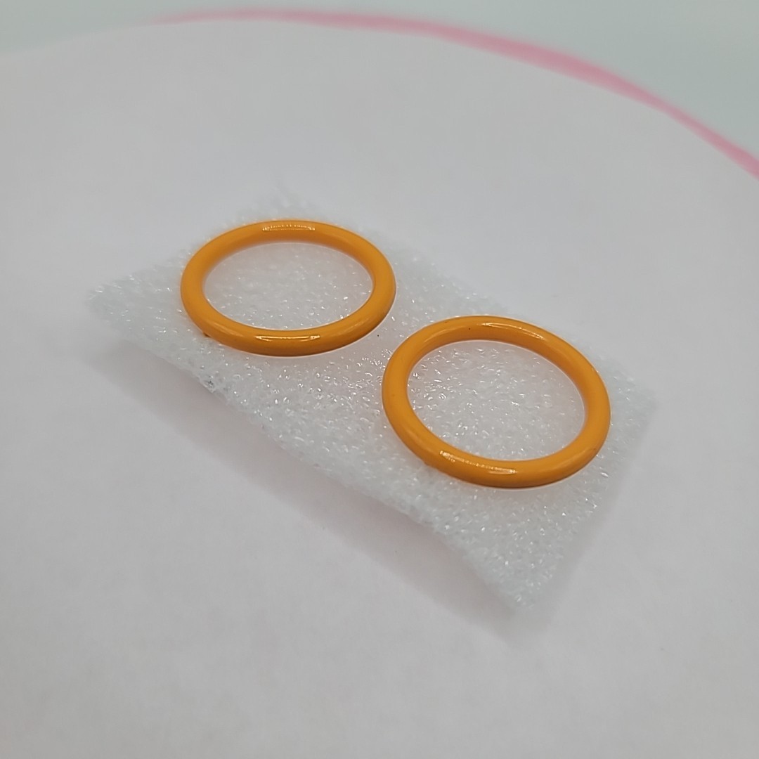 Vtg Mustard Yellow Enamel Round Hoop Pierced Stud Earrings