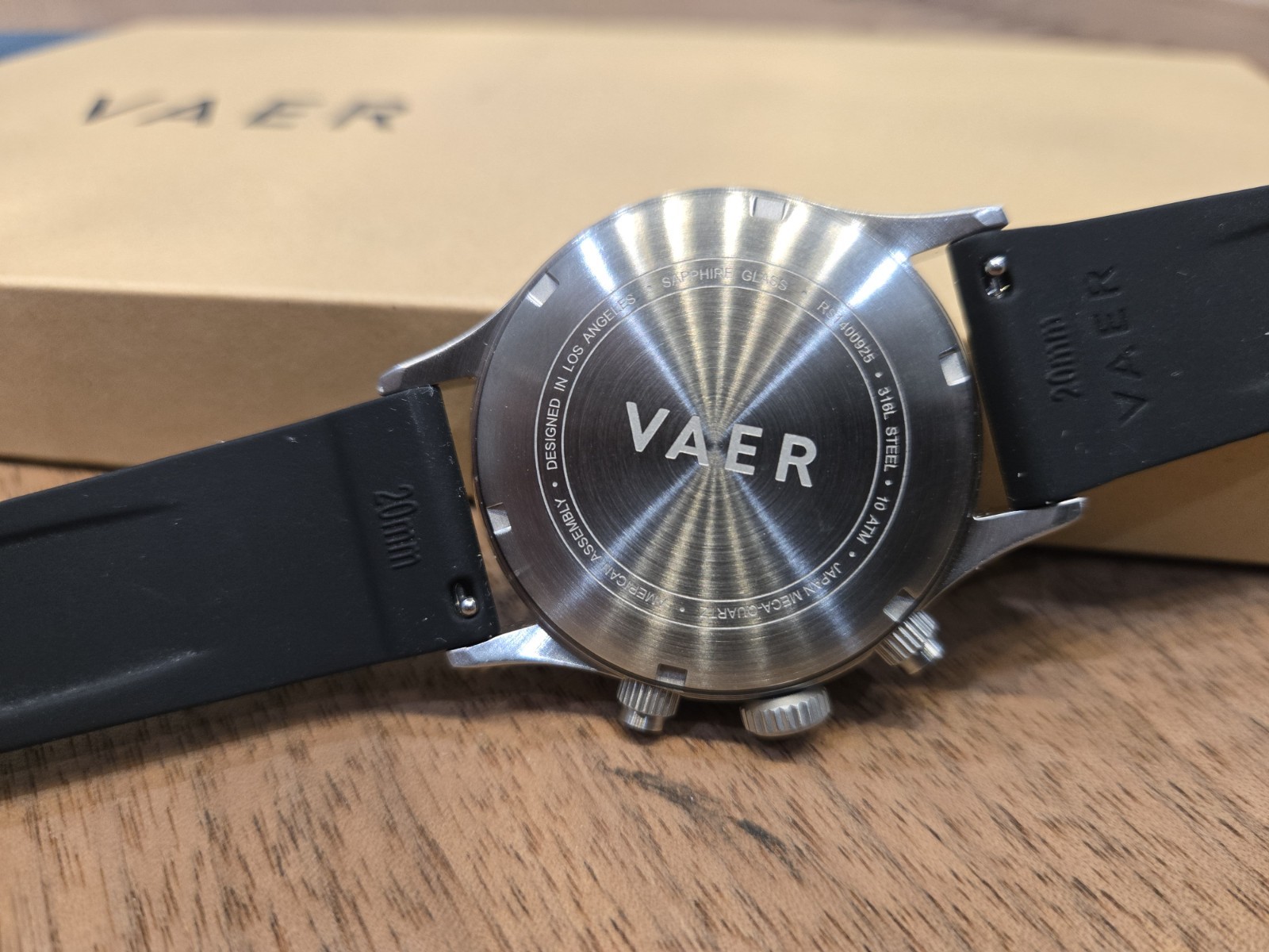 Vaer RS1 Chronograph Quartz 40mm Cream Dial Black Rubber Strap 100m Box