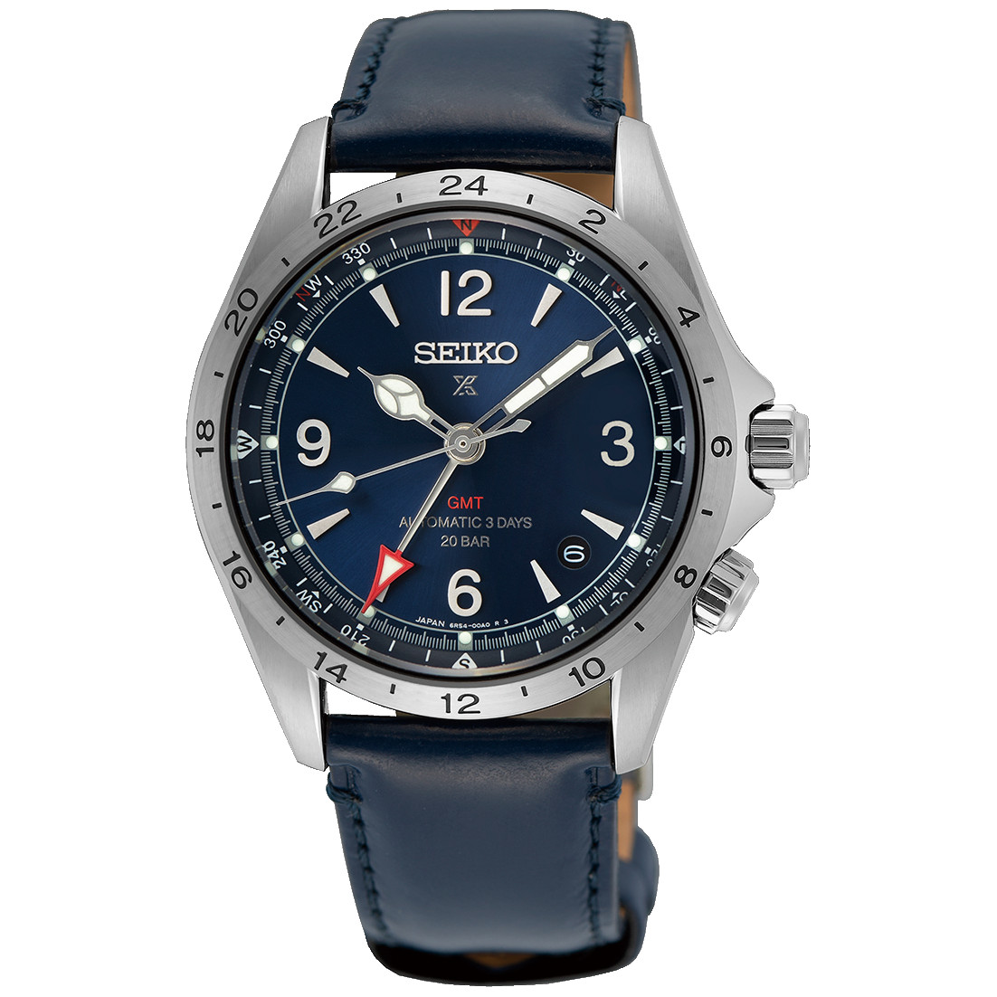 Seiko Prospex SPB377J1 Alpinist Blue Dial GMT Leather 200m Automatic