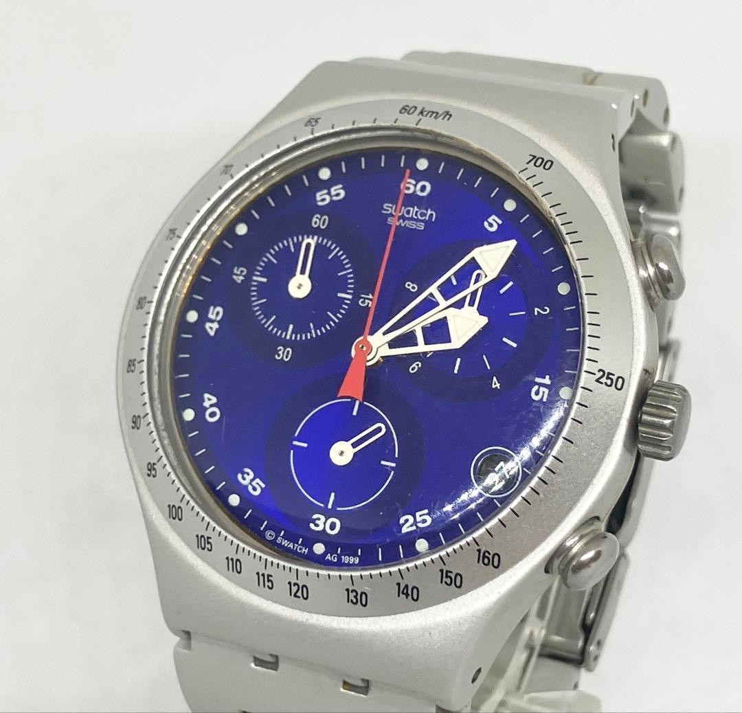 Swatch Irony Trouble Maker YCS4011AG Quartz Chronograph Silver Dial Aluminum