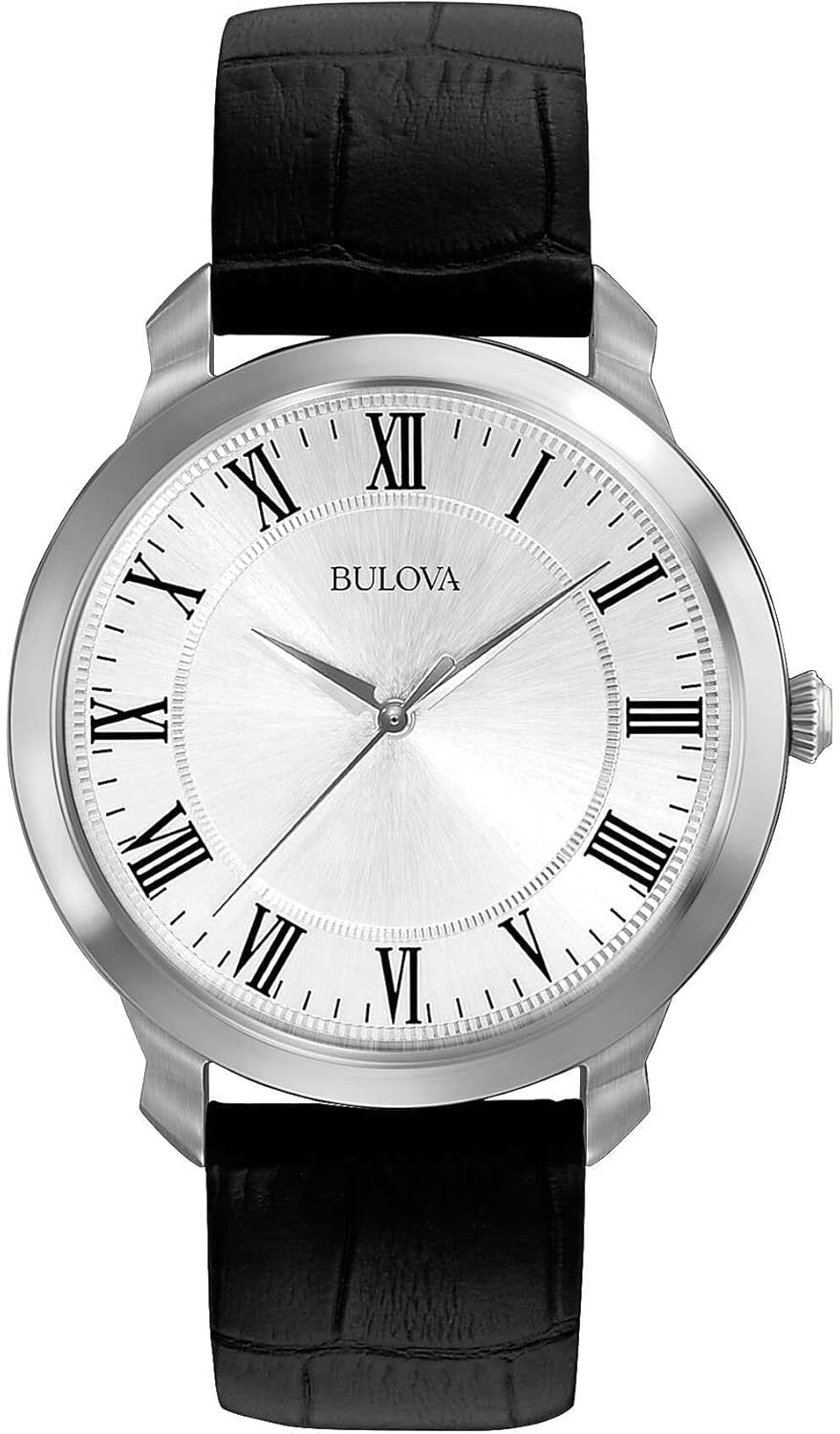 Classic Men’s Quartz Watch with Black Leather Strap & Roman Numerals
