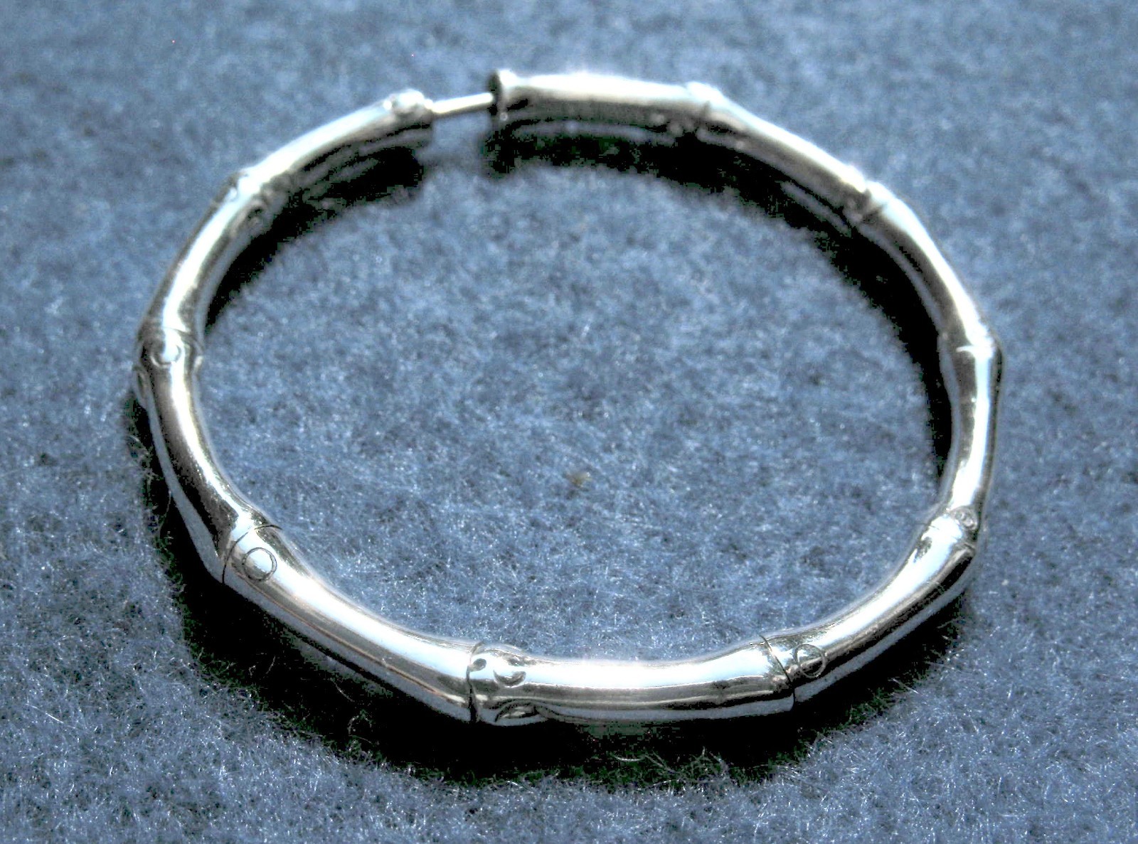 John Hardy Sterling Silver Bamboo Collection Hoop Earrings 1.4″ Drop