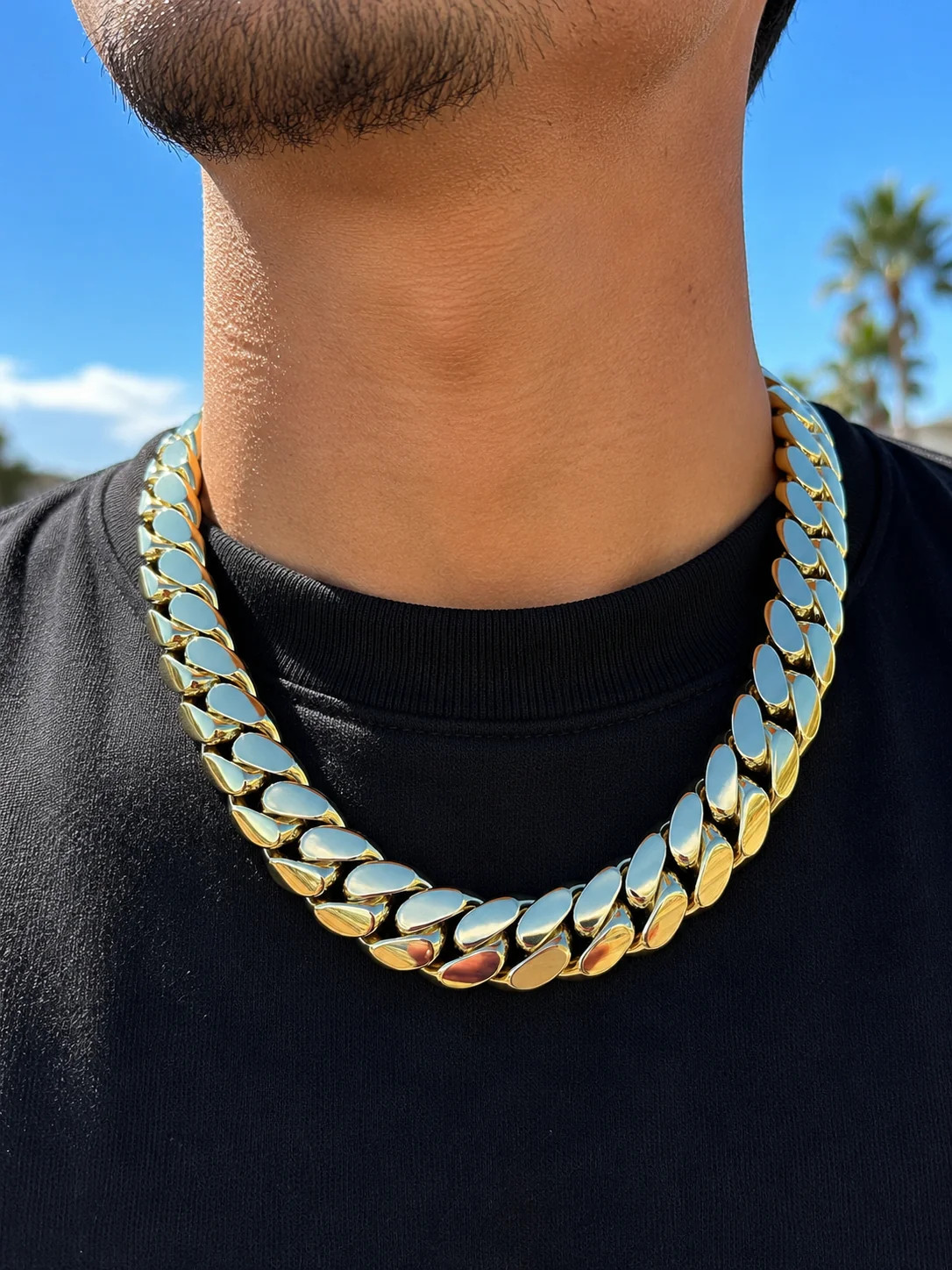 Miami Cuban Link Chain Necklace 18K Gold Plated Stainless Steel 6-18mm 16-30″