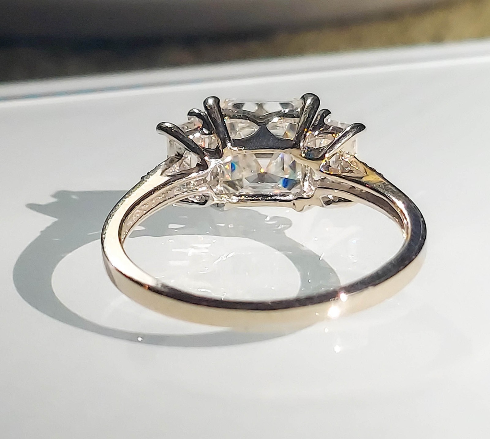 Estate ring ,10k gold ,3 carat certified Moissanite ring. Size 7.25