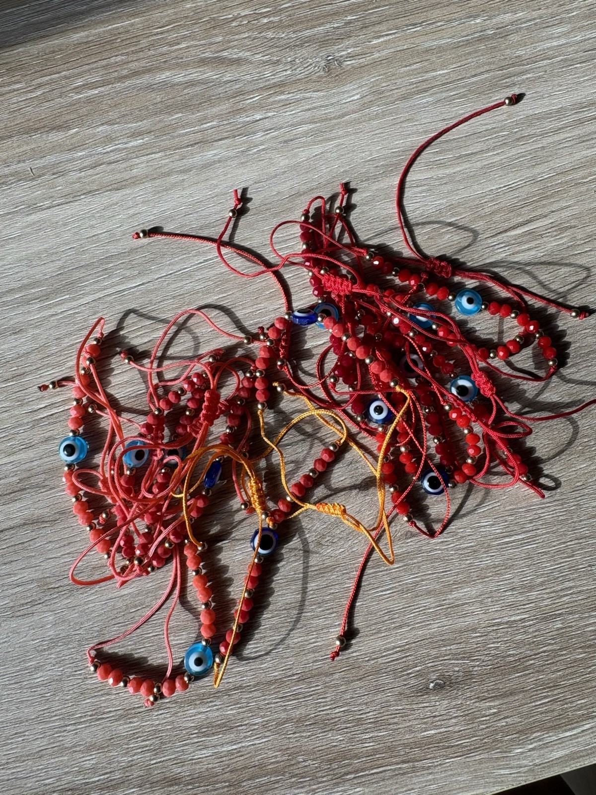 1 PIECE Red Beaded Evil Eye random red color Bracelets Adjustable Handmade