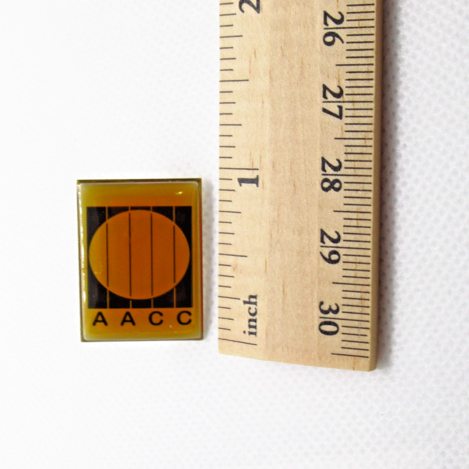 AACC Lapel Pin Orange Sun Stripes Logo Vintage USA Made Promotional Badge