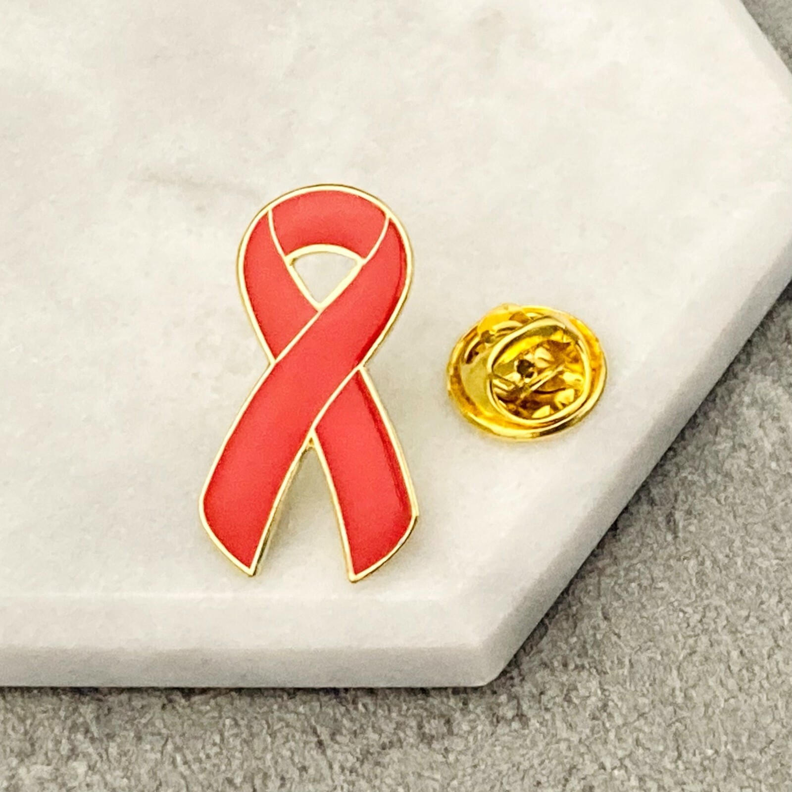 Awareness Pin For Heart Disease Cardiovascular High Blood Pressure Red Ribbon