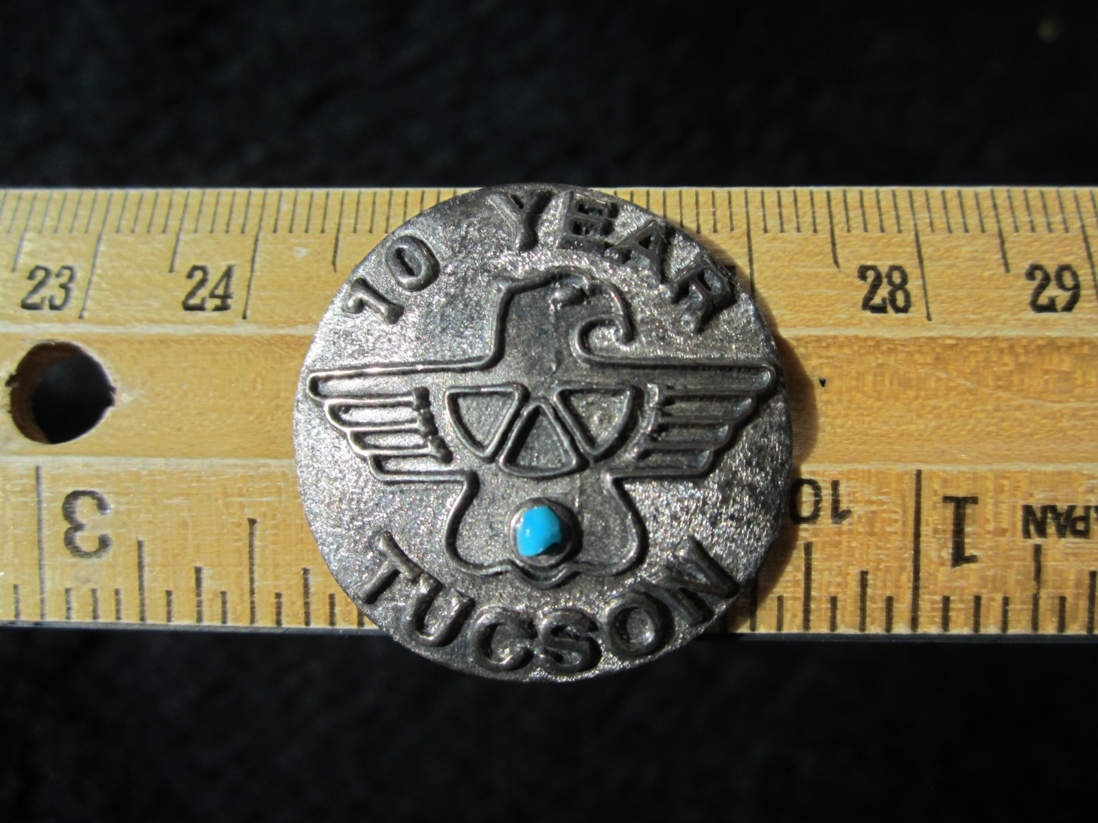 VINTAGE SOLID STERLING SILVER TUCSON 10 YEARS ARIZONA THUNDERBIRD PIN BROOCH