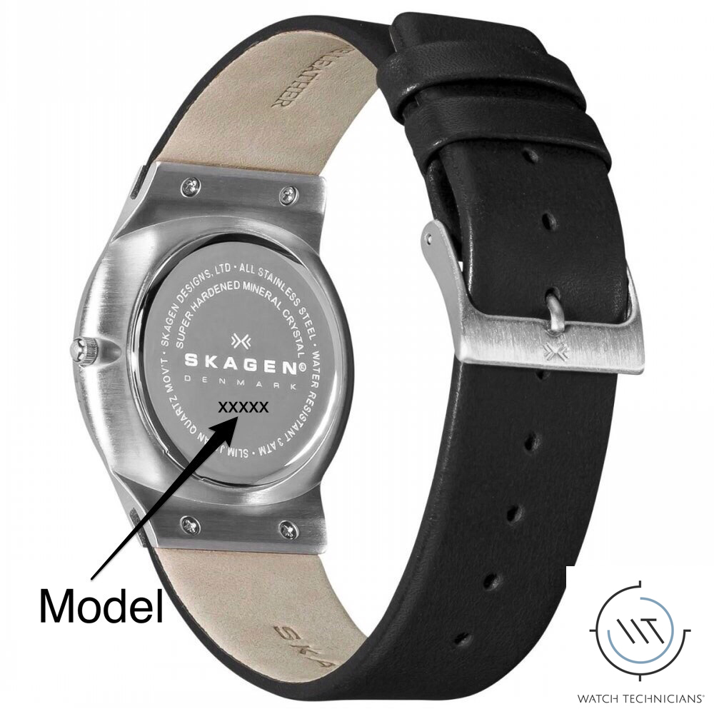 Skagen Genuine Leather Watch Strap/Band Black/Brown,4 Screws