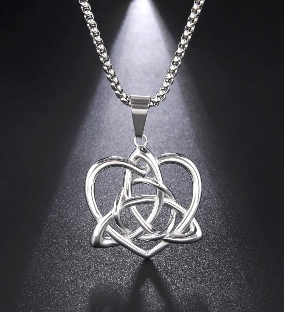 Stainless Steel Triquetra In Heart Necklace with 60 cm (23.6 inch) chain