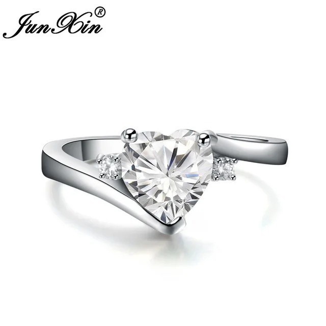 Elegant Heart Silver Filled Women Wedding Ring Birthstone Ring Sz 6-11