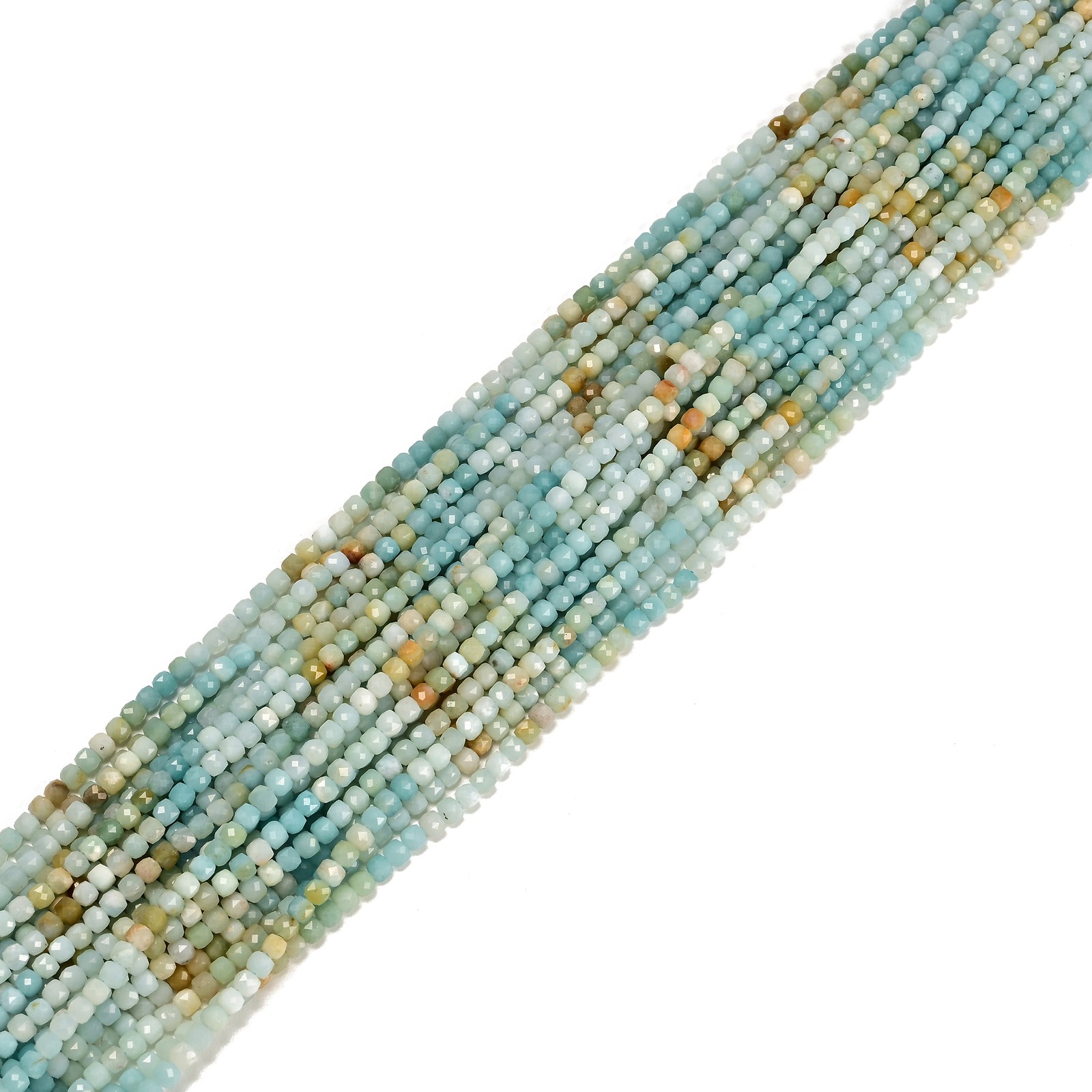 Natural Gradient Amazonite Faceted Cube Beads Size 4mm 15.5″ Strand