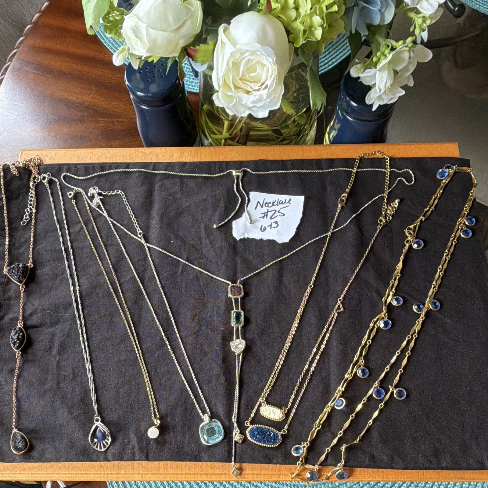 Women’s Fashion Jewelry Mixed Lot Necklaces & Pendants Blue White 7 Pieces