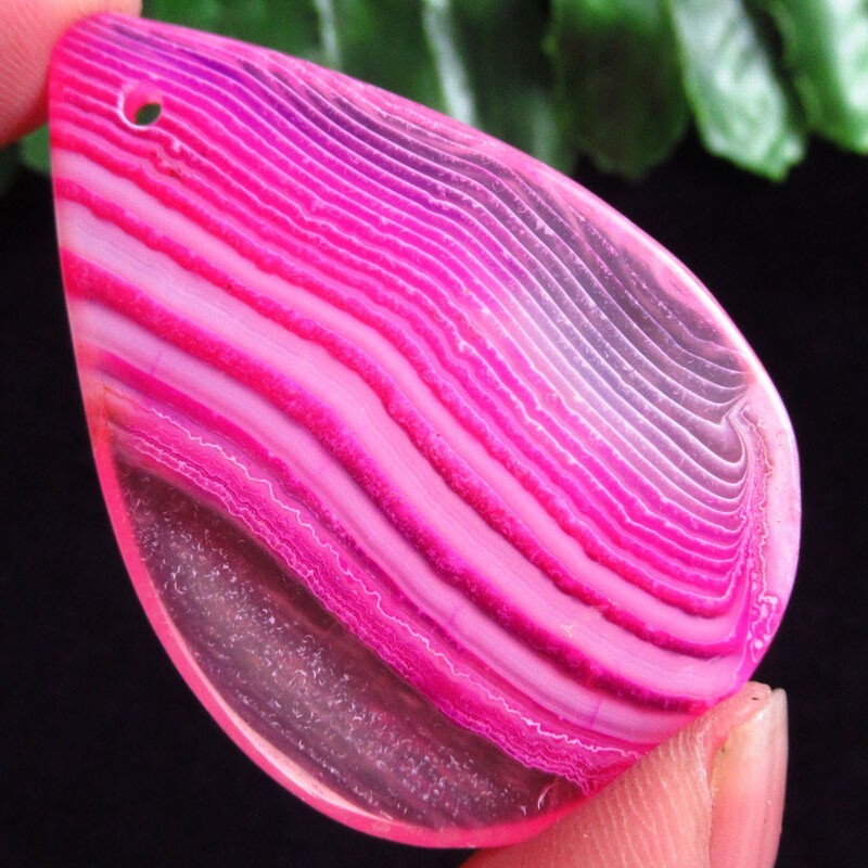 48x32x7mm Peachblow Stripes Onyx Agate Teardrop Pendant Bead D37292