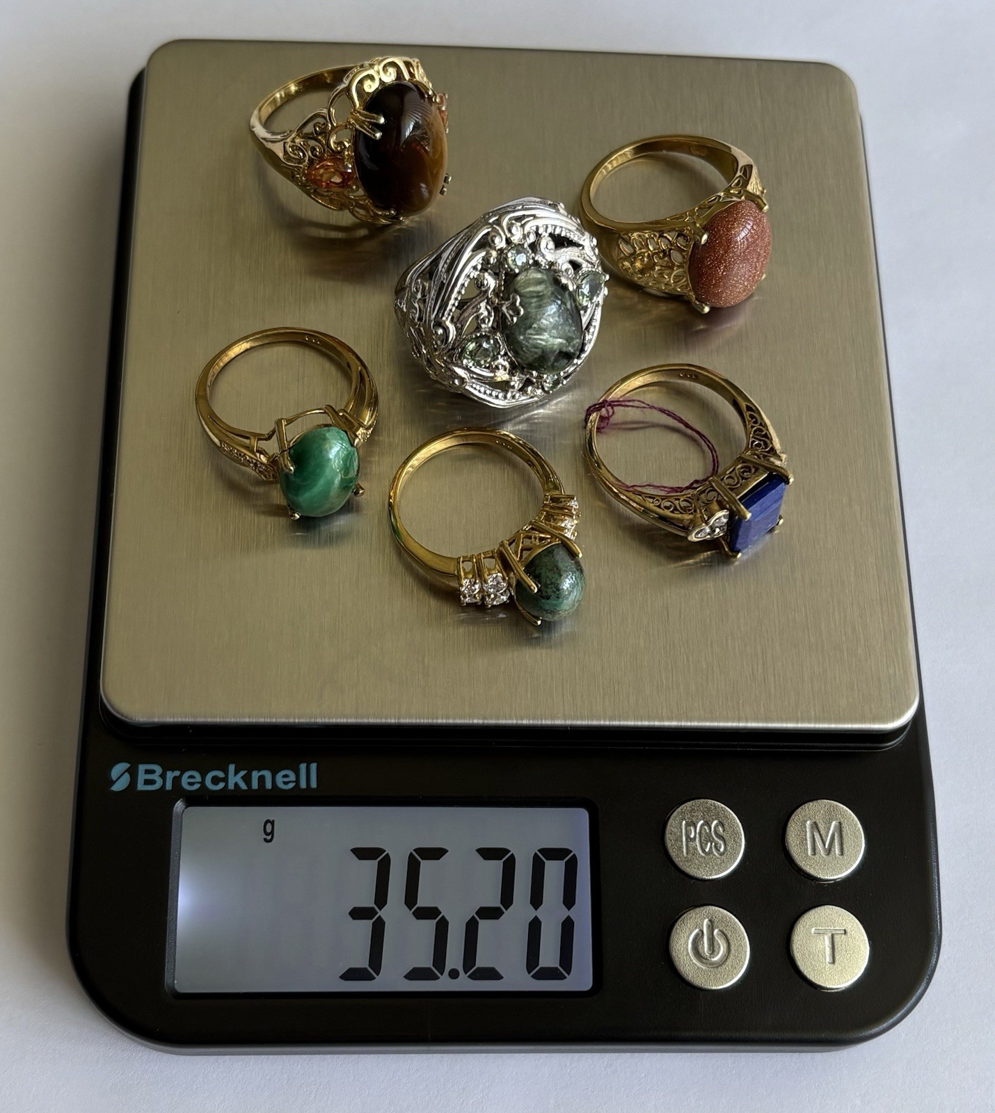KARIS STS Ring Lot Assorted Gemstones 6 Rings Gold Bond & Platinum Bond STUNNING