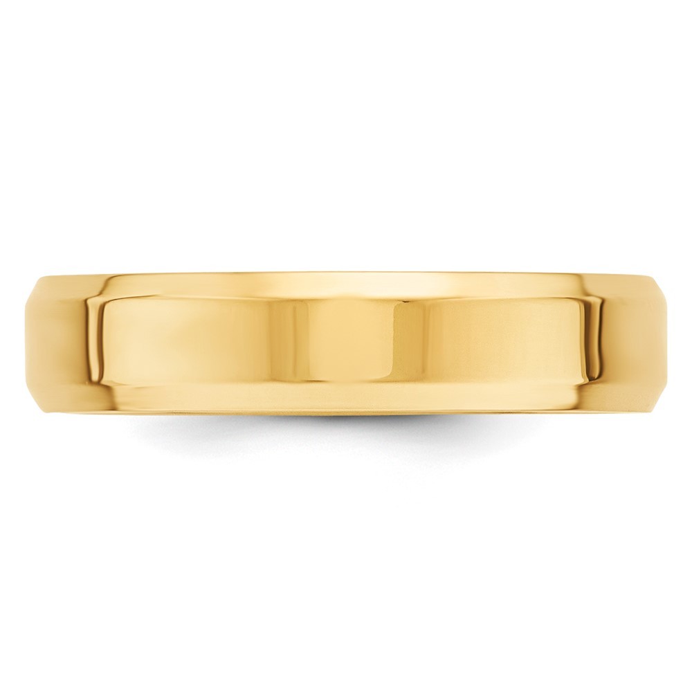 10k Yellow Gold 5mm Beveled Edge Comfort Fit Wedding Band Ring Size 9