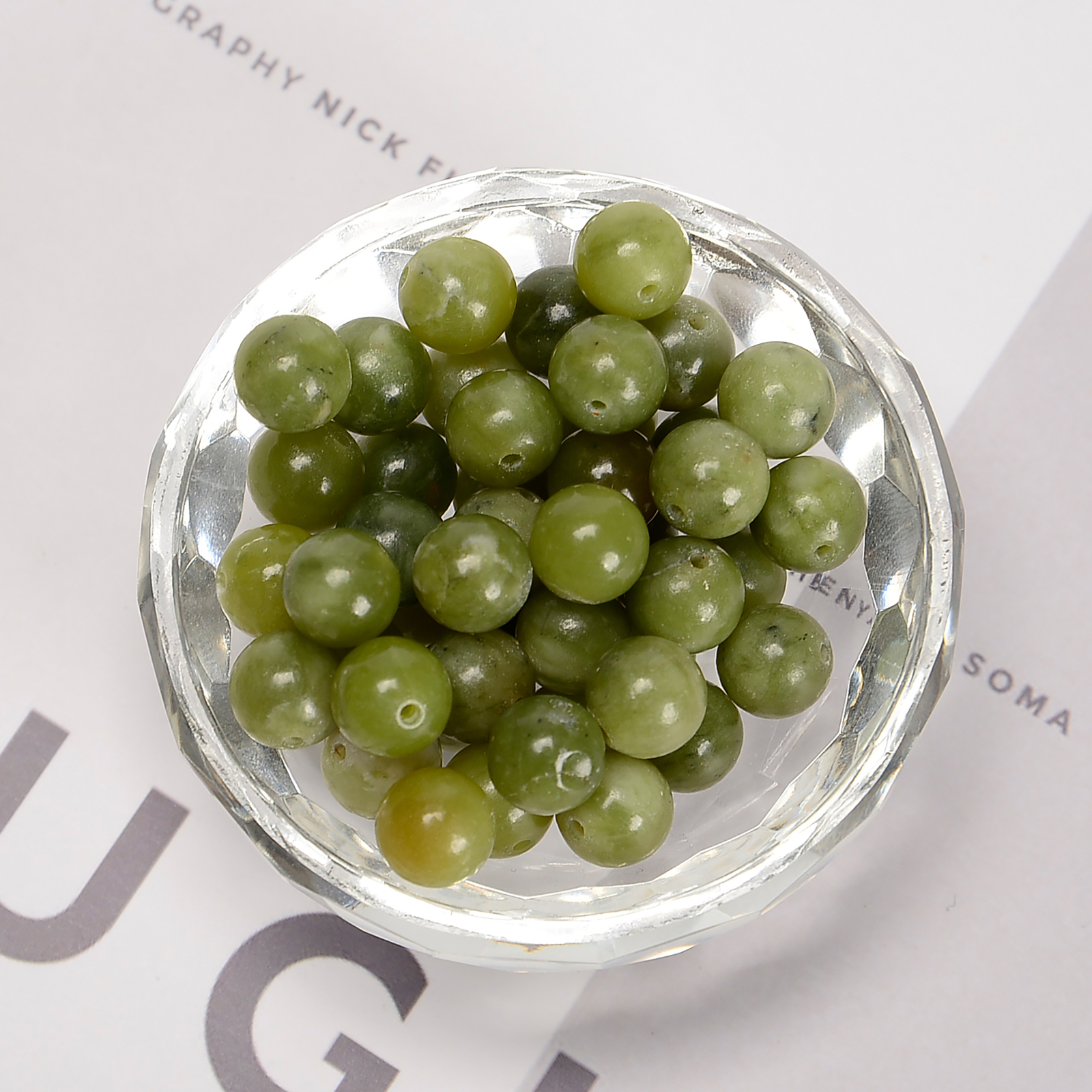 Natural Chinese Green Jade Smooth Round Beads Size 4mm – 12mm 15.5” Strand
