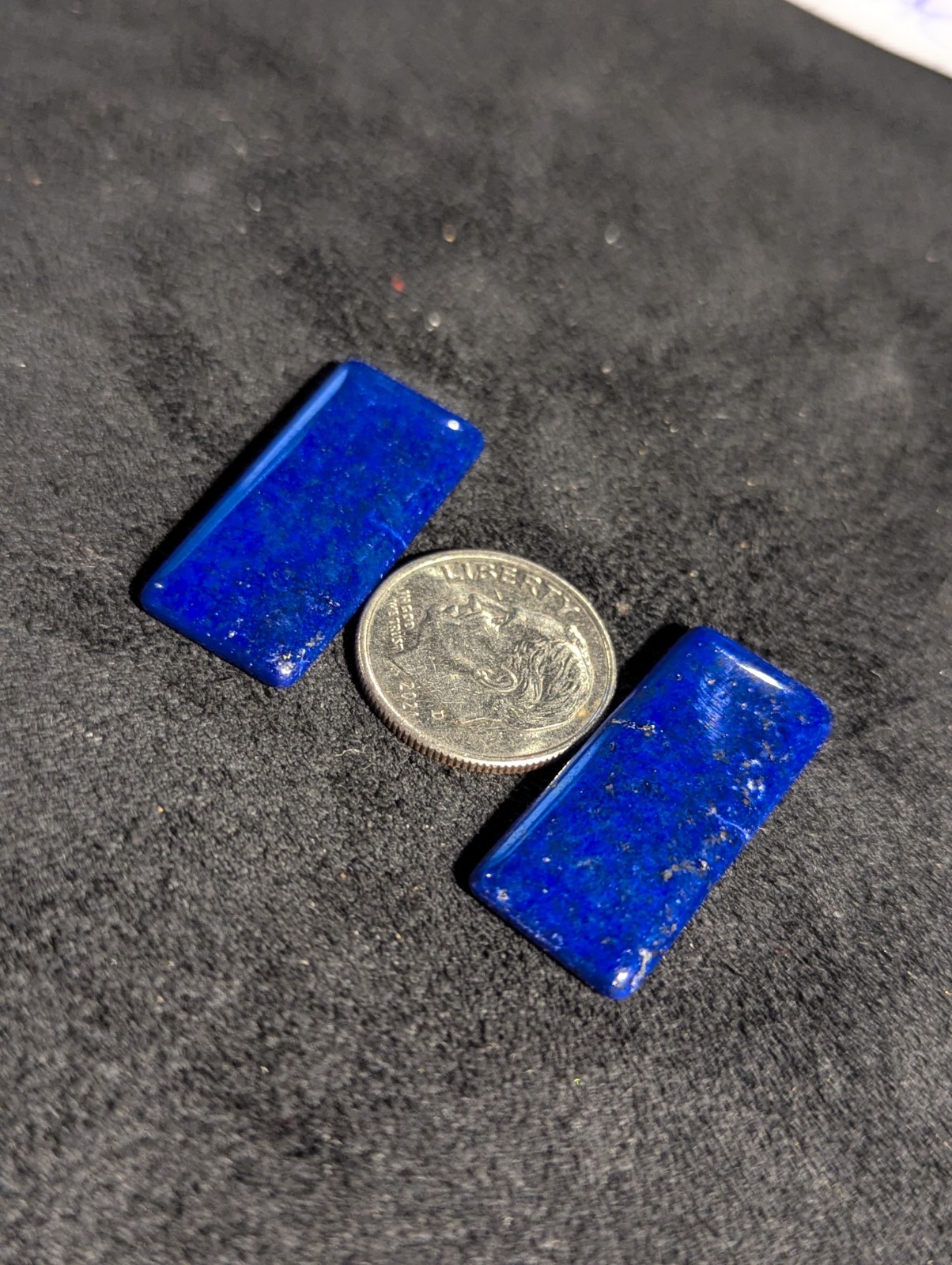 2 Blue Lapis Lazuli Polished Rectangular Cabochon Loose Gemstones