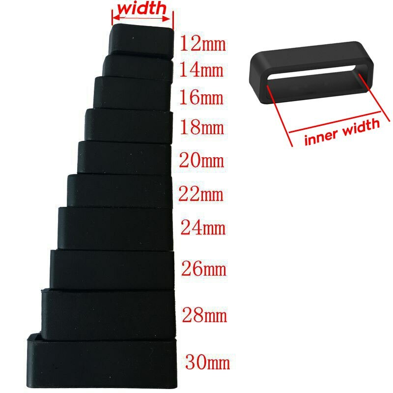 3pcs Silicone Watch Band Ring Loops 12-22mm 24mm-30mm Rubber Strap Clasp Locker