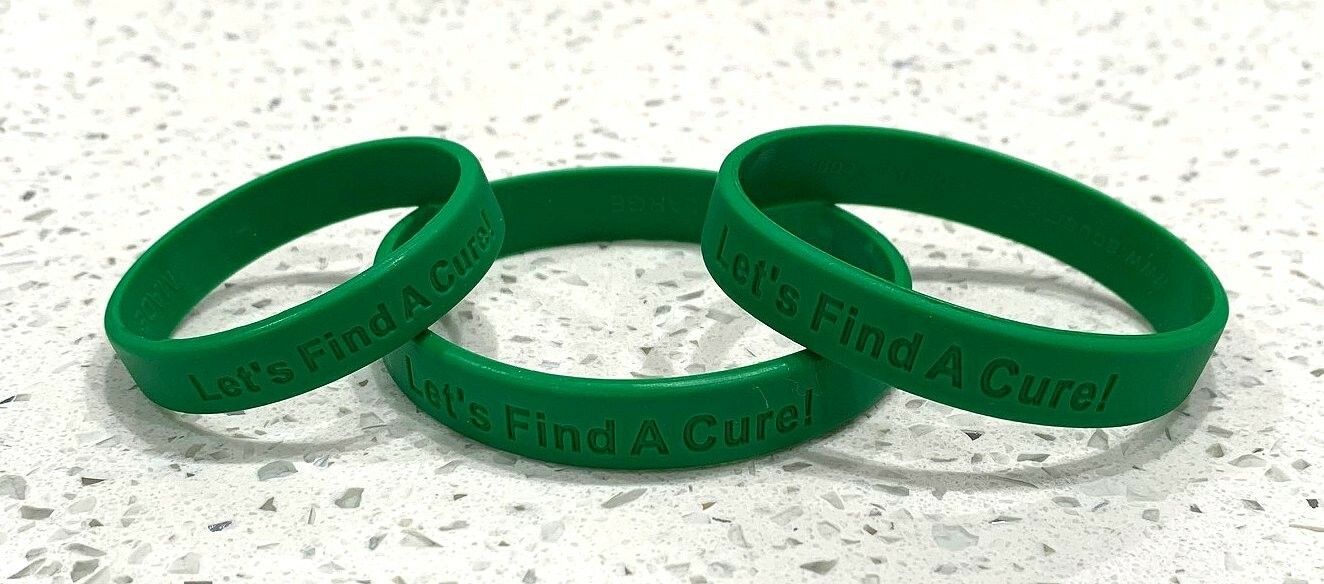 SMALL CHILD Size Only – 10 Let’s Find a Cure Green Silicone Wristband Bracelets