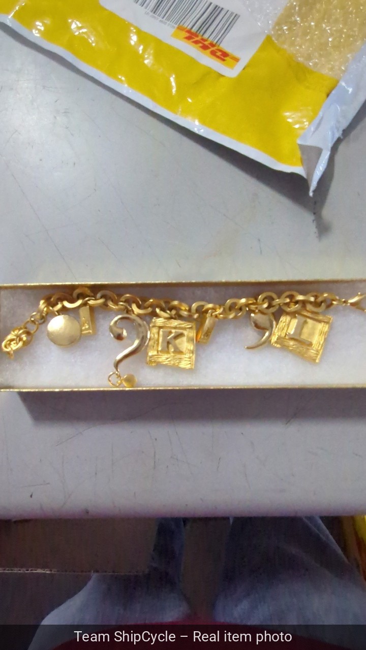 Karl Lagerfeld Vintage Charm Bracelet Brushed Gold Matte Chunky Runway 9 G2U