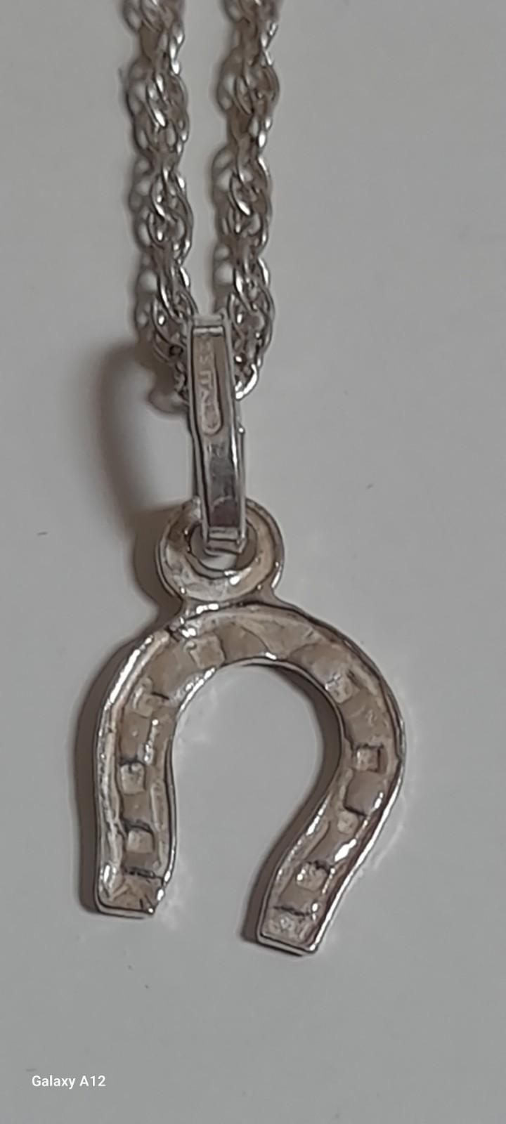 Sterling Silver Necklace W Horseshoe Pendant 40 Cm Or 16 Inch