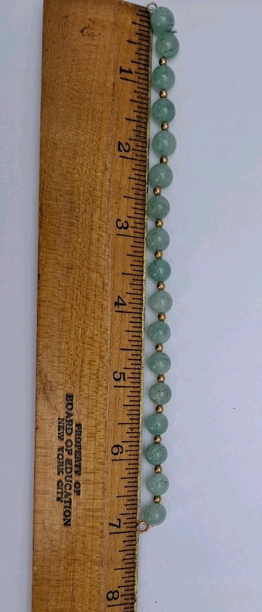 Bracelet Aventurine & 14kt Gold Bead 15 Gold Beads Lock 7 Inch 8mm BEADS