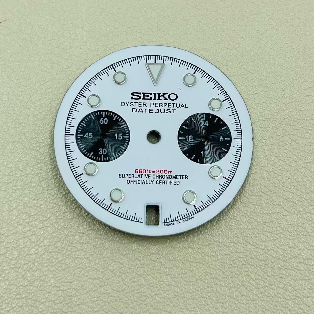 29.5mm Watch Dial Green Luminous For Seiko VK64 Quartz Movement Chronograph
