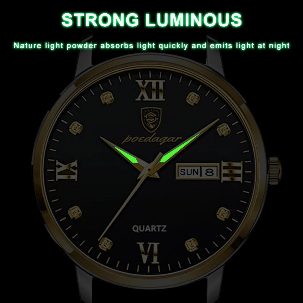 Leather Men’s Watch Luxury Watch Men Waterproof Watches Quartz Wristwatches +BOX