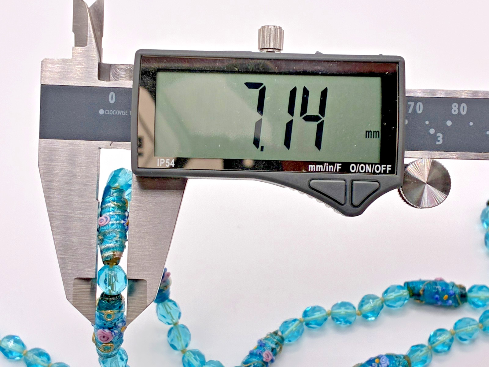 Antique Murano Venetian Glass Aqua Blue Wedding Cake Crystal Bead 39″ Necklace