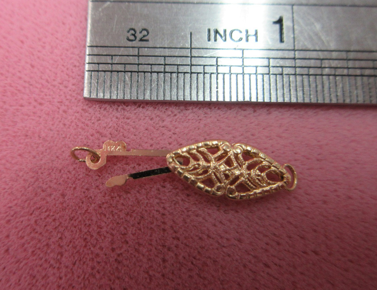 14k Solid Yellow Gold Fishhook Clasp 16.6mm x 6.5mm – .44 Grams
