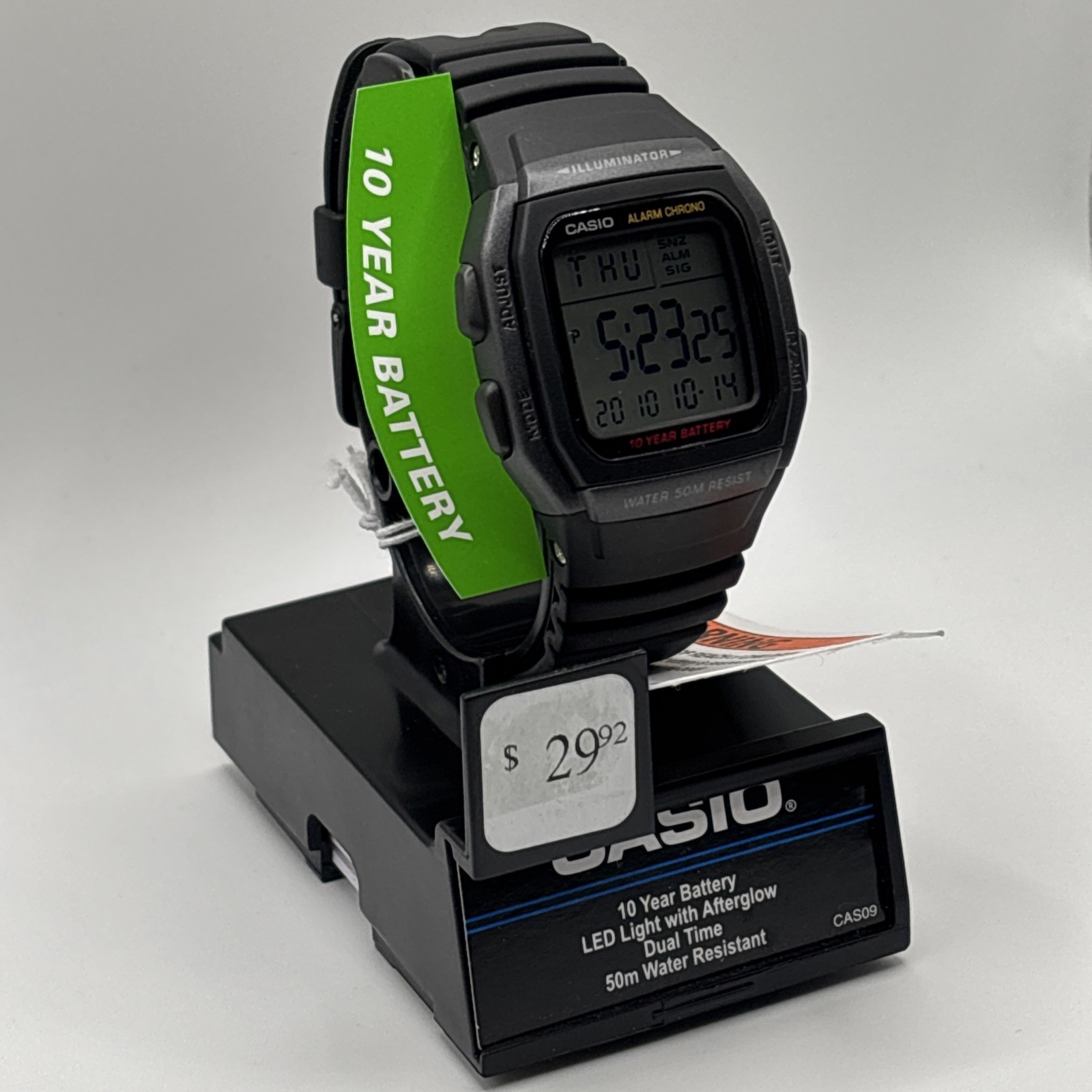 Casio W96H-1BV 50M WR Chronograph Watch Alarm 10 Year Battery Date Black NEW