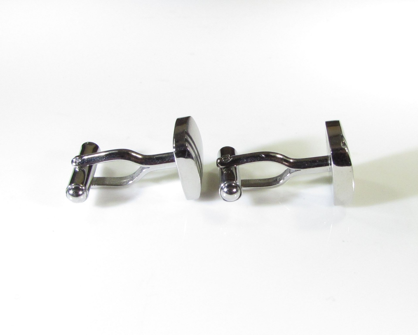 Triton Stainless Steel Cufflinks with Enamel Black Stripes
