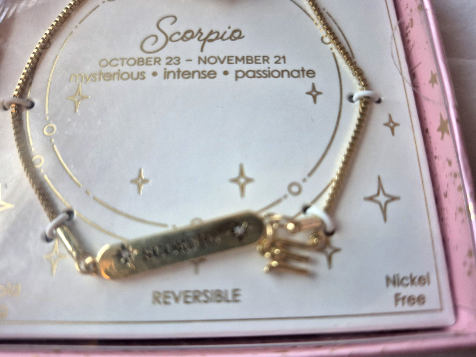 Unique Design Astrology Bracelet Scorpio 14k Gold Plated Nickel Free Adjustable