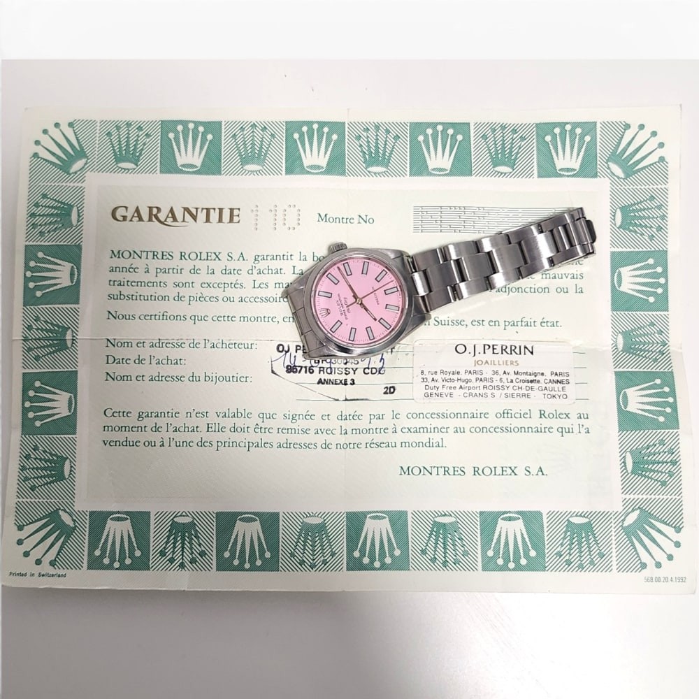 W/Papers 1993 Rolex Air King Precision 34mm Pink Dial Steel Watch 14000